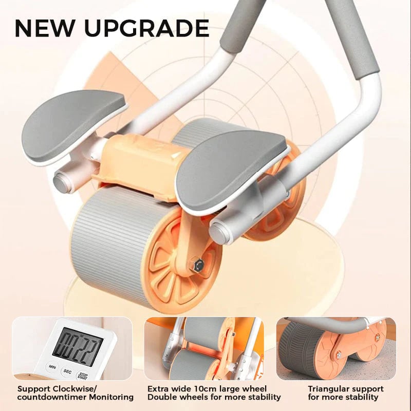 Elbow Support Automatic Rebound Abdominal Wheel with Digital Timer