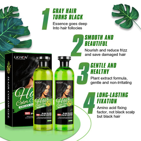 Imported Lichen Hair Color Gel with Argan Oil (results in  5 to 10 minutes )
