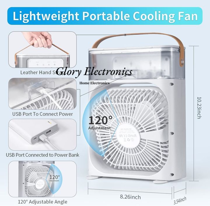 Portable Air Cooler Mist Mini Table Fan (Large size)