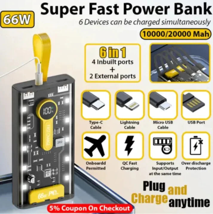 20000mAh Large Capacity Power Bank 66W & 120W Portable Fast Charging