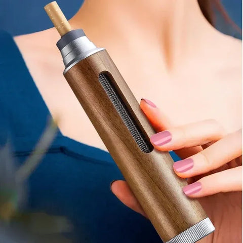 Portable Mini Car Ashtray with Lid – Fireproof Walnut