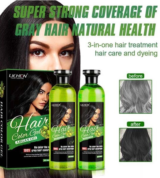 Imported Lichen Hair Color Gel with Argan Oil (results in  5 to 10 minutes )