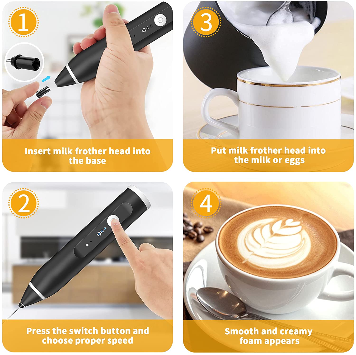 Rechargeable 2-in-1 Coffee Beater & Egg Whisker