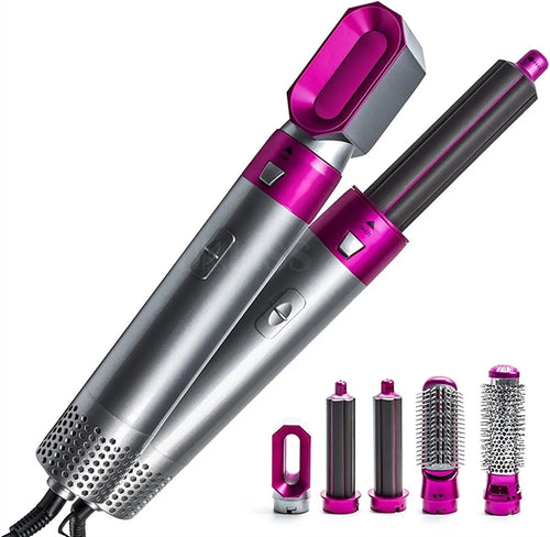 5 IN 1 Hair Dryer, Straightener, Curler, Electric Hair Comb, Hair Curling Wand Detachable Brush - Nobel Baron